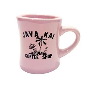 Vtg Java Kai Kauai Coffee Shop Hawaii Souvenir Pink Ceramic Retro Diner Mug